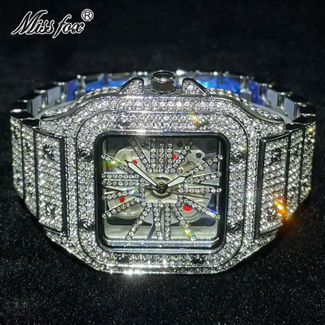 fake iced out mens watches|best moissanite watches.